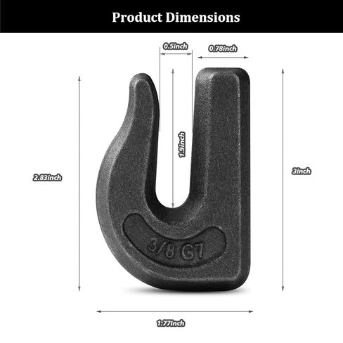 Heavy Duty Durable Weld On Grab Hooks 3/8 inch 6PCS Clevis Grab Hook, G70 Tractor Bucket Hooks Great for Car, Truck, Tractors, Loader Bucket Forklift Trailer in Kuwait