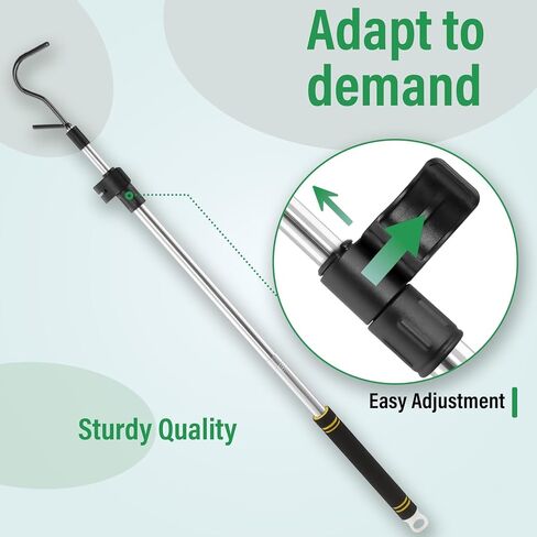 أداة استرداد الوصول إلى البضائع، أداة الإمساك بسرير الشاحنة، طول قابل للتعديل 39-80 بوصة أنبوب من الفولاذ المقاوم للصدأ 2 خطاف بديل مع مقبض إسفنجي مطاطي مريح in Kuwait