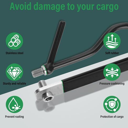 أداة استرداد الوصول إلى البضائع، أداة الإمساك بسرير الشاحنة، طول قابل للتعديل 39-80 بوصة أنبوب من الفولاذ المقاوم للصدأ 2 خطاف بديل مع مقبض إسفنجي مطاطي مريح in Kuwait