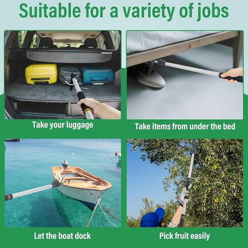 أداة استرداد الوصول إلى البضائع، أداة الإمساك بسرير الشاحنة، طول قابل للتعديل 39-80 بوصة أنبوب من الفولاذ المقاوم للصدأ 2 خطاف بديل مع مقبض إسفنجي مطاطي مريح in Kuwait