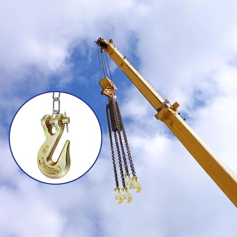 Lawei 10 Pack 5/16" Clevis Grab Hooks, Heavy Duty G70 Forged Steel Chain Hook, Metal Safety Chain Tow Hooks for Truck, Trailer, Flatbed, Transport, Farm Use, Yellow Chromate Finish, 5400 LBS Capacity in Kuwait