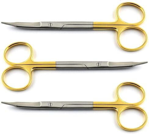 Gold Finger Ring Fox Scissors – Stainless Steel Precision Scissors with Gold Handles for Dental Lab, Training & Educational Use (Pack of 3) in Saudi Arabia