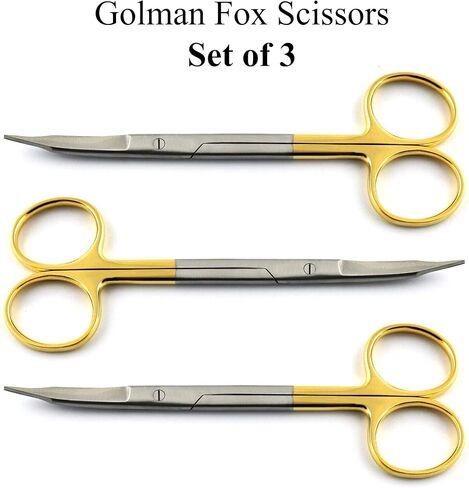Gold Finger Ring Fox Scissors – Stainless Steel Precision Scissors with Gold Handles for Dental Lab, Training & Educational Use (Pack of 3) in Saudi Arabia