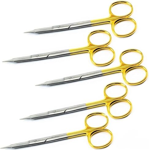 Gold Finger Ring Fox Scissors – Stainless Steel Precision Scissors with Gold Handles for Dental Lab, Training & Educational Use (Pack of 3) in Saudi Arabia