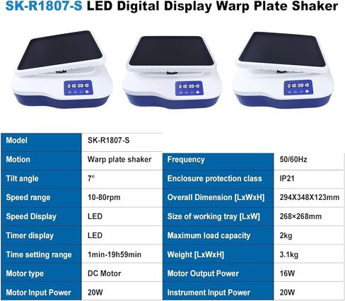 Magnetic Stirrer, LED Digital Rocking Shaker Laboratory Multi-Sample Oscillator Adjustable 10-80rpm Rocker SK-R1807-S in Saudi Arabia