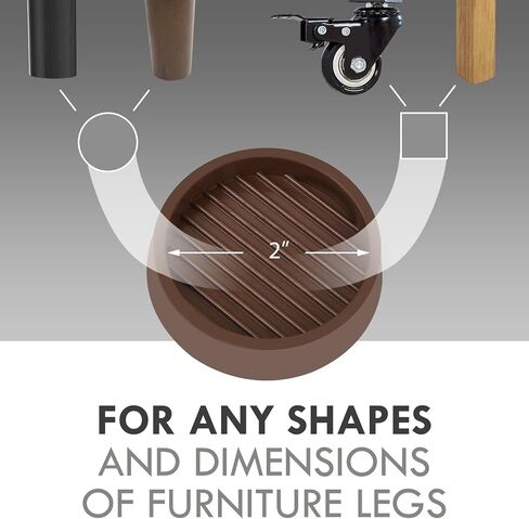 2X2 Round Rubber Caster Cups, Non Slip Furniture Pads, Anti-Slip Gripper, Anti Skid Furniture Feet, Anti Slide Floor Protector for Bed Couch Table Chair Stoppers (Brown, 8 Pack) in Saudi Arabia