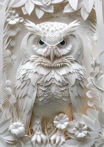 3D Owl Baszles Paper Cut Art Puzzle 1000 قطعة للبالغين ، حيوان أبيض بانورغسو لغز الغابة ، والألغاز الصعبة اللغز للزخارف العائلية in Kuwait