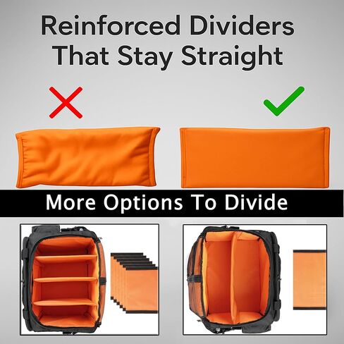 حقيبة كابل DJ متدحرجة مع قاعدة مبطنة صلبة وفواصل قابلة للفصل - حقيبة سفر بعجلات لمعدات وإكسسوارات DJ in Kuwait