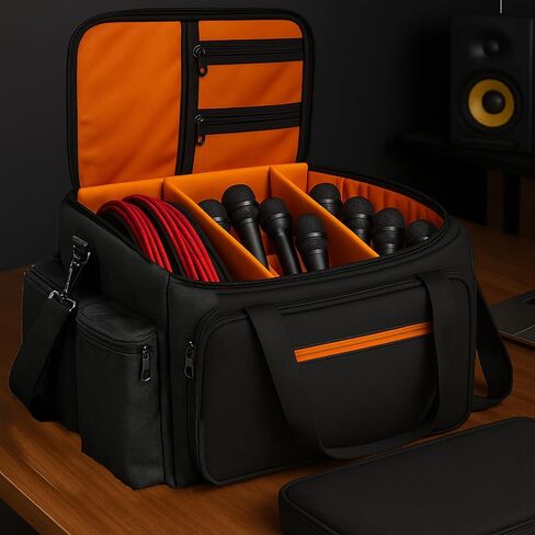 حقيبة كابل DJ متدحرجة مع قاعدة مبطنة صلبة وفواصل قابلة للفصل - حقيبة سفر بعجلات لمعدات وإكسسوارات DJ in Kuwait