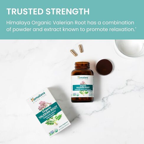 Himalaya Organic Valerian Root, Herbal Sleep Support for Calm Relaxation, USDA Organic, Non-GMO, Vegan, Gluten Free, 1,000 mg, 60 Capsules in Saudi Arabia