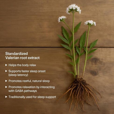 مساعد النوم ودعم اضطراب الرحلات الجوية الطويلة أثناء السفر | مستخلص جذور الناردين، الميلاتونين 5 ملغ والمغنيسيوم | ملحق النوم الطبيعي للبالغين | أساسيات السفر | النوم جيدا | 30 كبسولة نباتية in Kuwait