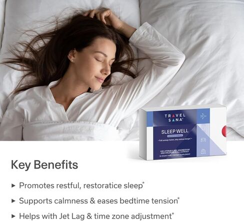 مساعد النوم ودعم اضطراب الرحلات الجوية الطويلة أثناء السفر | مستخلص جذور الناردين، الميلاتونين 5 ملغ والمغنيسيوم | ملحق النوم الطبيعي للبالغين | أساسيات السفر | النوم جيدا | 30 كبسولة نباتية in Kuwait