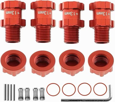 Aluminum 14mm to 17mm Wheel Hex Adapter 13mm Extended + 17mm Wheel nut for 1/10 ARRMA 3S SENTON VORTEKS Typhon Big Rock Granite RC Car Upgrade Parts(Red) in Kuwait