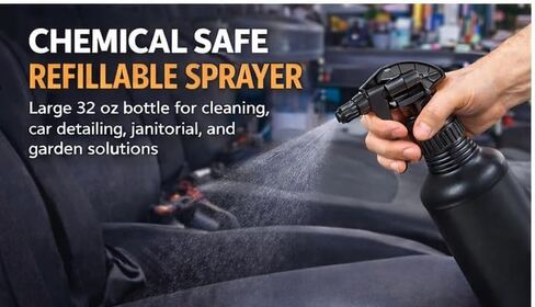 32 oz Opaque Black Spray Bottles – UV Light Blocking, Chemical Resistant, Leak-Resistant Trigger – Large Refillable Sprayer for Hydrogen Peroxide, Cleaning, Plants, Car Detailing & Janitorial Use in Saudi Arabia