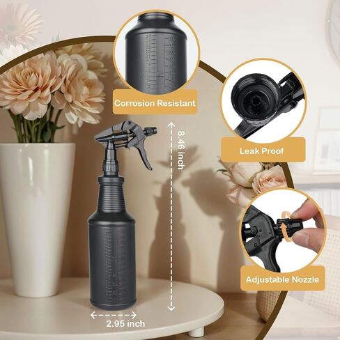 3-Pack Black Spray Bottles 34oz Opaque Heavy Duty Sprayer with Adjustable Nozzle, Leak-resistant Dark Spray Bottle for Cleaning, Garden, Plants, Hair, Pets in Kuwait