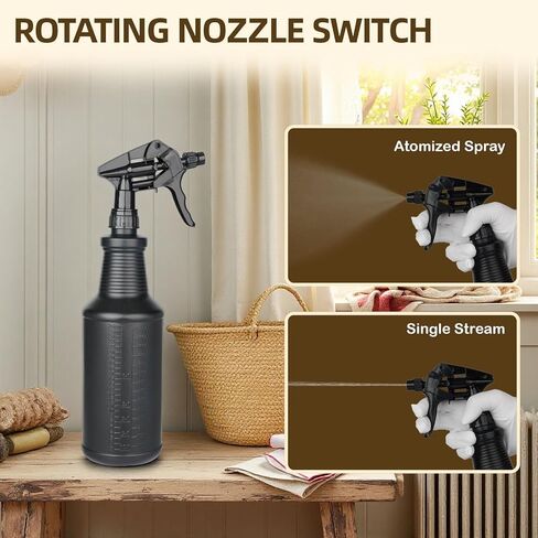 3-Pack Black Spray Bottles 34oz Opaque Heavy Duty Sprayer with Adjustable Nozzle, Leak-resistant Dark Spray Bottle for Cleaning, Garden, Plants, Hair, Pets in Kuwait