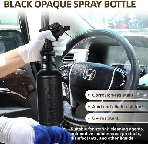 3-Pack Black Spray Bottles 34oz Opaque Heavy Duty Sprayer with Adjustable Nozzle, Leak-resistant Dark Spray Bottle for Cleaning, Garden, Plants, Hair, Pets in Kuwait