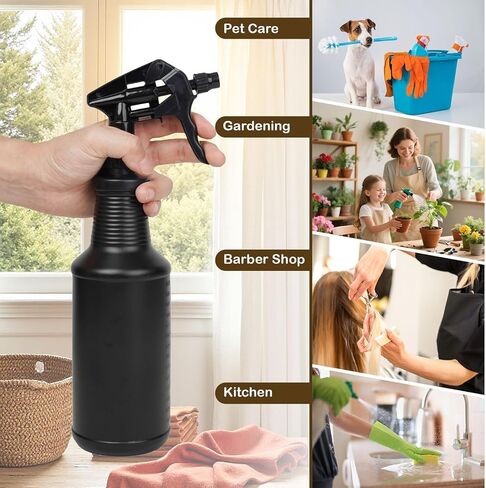 3-Pack Black Spray Bottles 34oz Opaque Heavy Duty Sprayer with Adjustable Nozzle, Leak-resistant Dark Spray Bottle for Cleaning, Garden, Plants, Hair, Pets in Kuwait