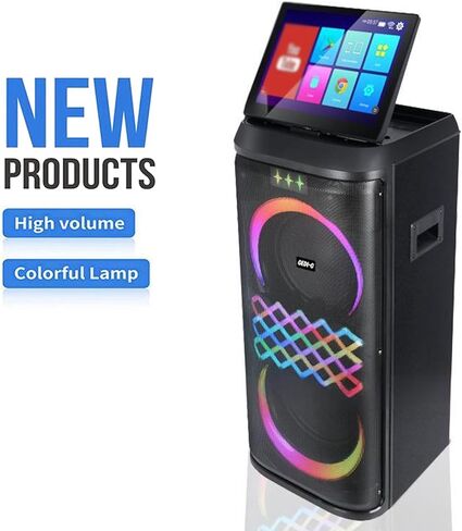 Multifunctional Karaoke Video Player, Karaoke Speaker Player with Remote Control & 2 Microphones, Adjustable Colorful LED, Multi-Mode Switching, for Immersive Karaoke Cinema Experience in Saudi Arabia