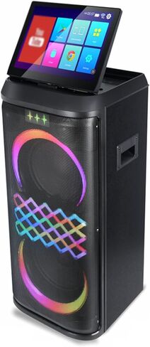 Multifunctional Karaoke Video Player, Karaoke Speaker Player with Remote Control & 2 Microphones, Adjustable Colorful LED, Multi-Mode Switching, for Immersive Karaoke Cinema Experience in Saudi Arabia