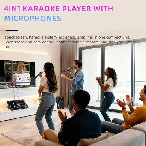 InAndOnkod Chinese Karaoke Player with 15.6" Touch Screen, Two Wireless Microphones, 4T harddisk with 90k Songs, Built-in YouTube App,Home Karaoke Party，Gift for Mother's Day (4T White) in Kuwait