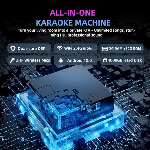 InAndOnkod Chinese Karaoke Player with 15.6" Touch Screen, Two Wireless Microphones, 4T harddisk with 90k Songs, Built-in YouTube App,Home Karaoke Party，Gift for Mother's Day (4T White) in Kuwait