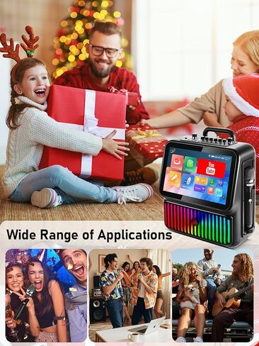 Karaoke Machine，Portable Bluetooth Karaoke Machine with 2 Wireless Microphones，DJ Lights for Home Party Gathering, Karaoke Microphone Wireless PA System Supports in Saudi Arabia