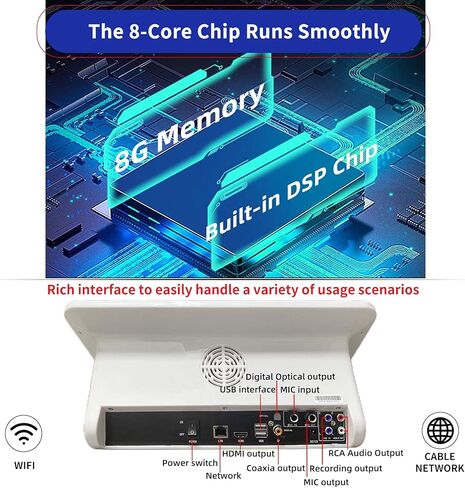 جهاز Inandon Karaoke الجديد 2023، شاشة لمس 15.6 بوصة للتحكم في تطبيق الهاتف، تنزيل سحابي مجاني للأغاني، نظام كاريوكي الكل في واحد مع ميكروفون، مشغل كاريوكي KTV صيني لحفلة بار العائلة، 2T، أبيض in Kuwait