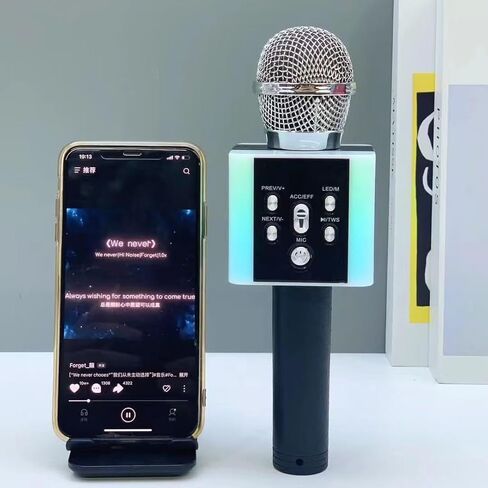 Karaoke Microphone, Wireless Bluetooth Karaoke Microphone for Singing, Portable Handheld Mic Speaker Machine with Disco Lights, Echo Effect, Built-in Speaker for Party Travel Gifts in Saudi Arabia