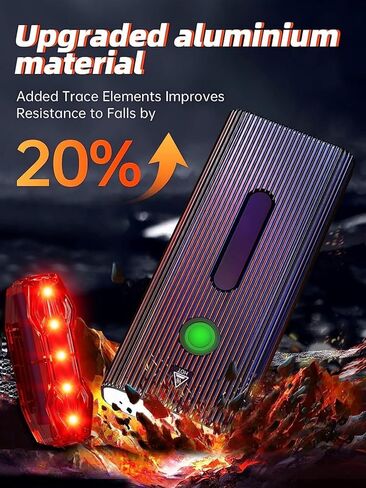 Bike Lights Front and Back, Bike Lights for Night Riding Rechargeable USB-C, 5200mAh Bicycle Light with Power Bank Function, IPX6 Waterproof, 5 Modes Light High Lumen, Easy to Install, Aluminum in Kuwait