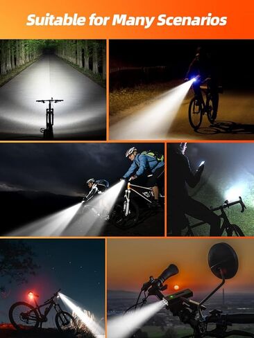 Bike Lights Front and Back, Bike Lights for Night Riding Rechargeable USB-C, 5200mAh Bicycle Light with Power Bank Function, IPX6 Waterproof, 5 Modes Light High Lumen, Easy to Install, Aluminum in Kuwait