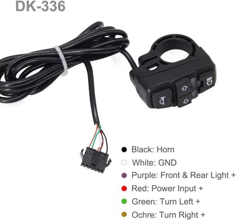 مجموعة إضاءة EBike مع إشارات الانعطاف، المصباح الأمامي 400 لومن، الضوء الخلفي يناسب فتحات الرف 80 مم، مفتاح التحكم في المقود، للدراجة الإلكترونية والسكوتر الكهربائي 12 فولت - 48 فولت in Kuwait