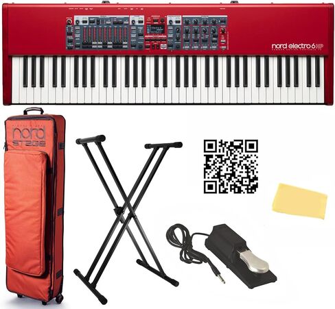 Nord Electro 6 HP 73-Note Hammer Action Stage Piano Bundle with Soft Case, Adjustable Stand, Sustain Pedal, Austin Bazaar Instructional Video, and Polishing Cloth in Kuwait
