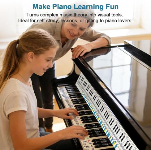 أداة تعلم لوحة مفاتيح البيانو، لوحة المفاتيح ودليل مخطط الملاحظات، ملصقات ملاحظات البيانو، مسطرة تبديل مفتاح البيانو in Kuwait