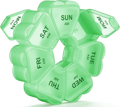 Weekly Pill Organizer, 7 Day AM/PM Pill Box with 14 Compartments, 2 Times a Day Travel Pill Case for Vitamins, Medicine, Fish Oil & Supplements (Pink) in Kuwait