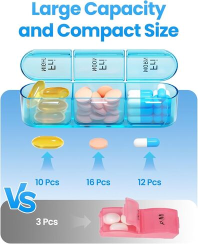Pill Organizer 3 Times a Day with Double Protection, Moisture-Proof Weekly 3X a Day Pill Case, Daily Pill Box 7 Day for Travel to Hold Vitamis,Fish Oils, Supplements,DHC,Medication in Kuwait