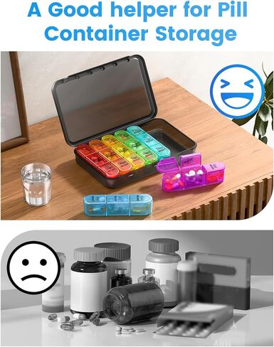 Pill Organizer 3 Times a Day with Double Protection, Moisture-Proof Weekly 3X a Day Pill Case, Daily Pill Box 7 Day for Travel to Hold Vitamis,Fish Oils, Supplements,DHC,Medication in Kuwait