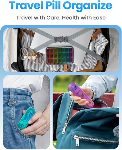 Pill Organizer 3 Times a Day with Double Protection, Moisture-Proof Weekly 3X a Day Pill Case, Daily Pill Box 7 Day for Travel to Hold Vitamis,Fish Oils, Supplements,DHC,Medication in Kuwait