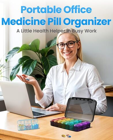 Pill Organizer 3 Times a Day with Double Protection, Moisture-Proof Weekly 3X a Day Pill Case, Daily Pill Box 7 Day for Travel to Hold Vitamis,Fish Oils, Supplements,DHC,Medication in Kuwait