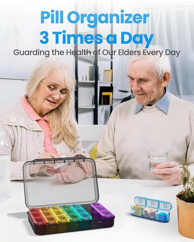 Pill Organizer 3 Times a Day with Double Protection, Moisture-Proof Weekly 3X a Day Pill Case, Daily Pill Box 7 Day for Travel to Hold Vitamis,Fish Oils, Supplements,DHC,Medication in Kuwait