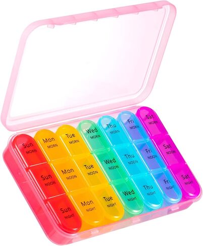 Pill Organizer 3 Times a Day with Double Protection, Moisture-Proof Weekly 3X a Day Pill Case, Daily Pill Box 7 Day for Travel to Hold Vitamis,Fish Oils, Supplements,DHC,Medication in Kuwait