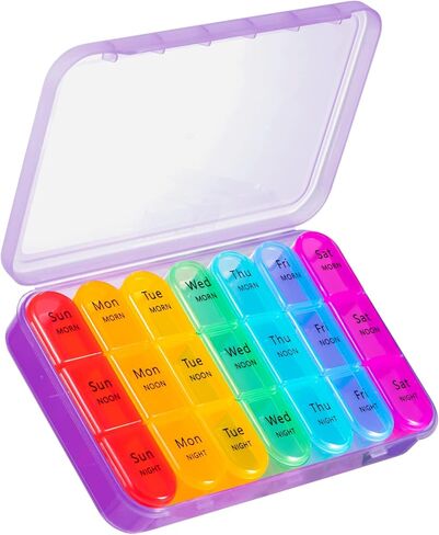 Pill Organizer 3 Times a Day with Double Protection, Moisture-Proof Weekly 3X a Day Pill Case, Daily Pill Box 7 Day for Travel to Hold Vitamis,Fish Oils, Supplements,DHC,Medication in Kuwait