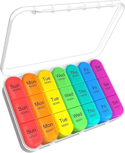 Pill Organizer 3 Times a Day with Double Protection, Moisture-Proof Weekly 3X a Day Pill Case, Daily Pill Box 7 Day for Travel to Hold Vitamis,Fish Oils, Supplements,DHC,Medication in Kuwait