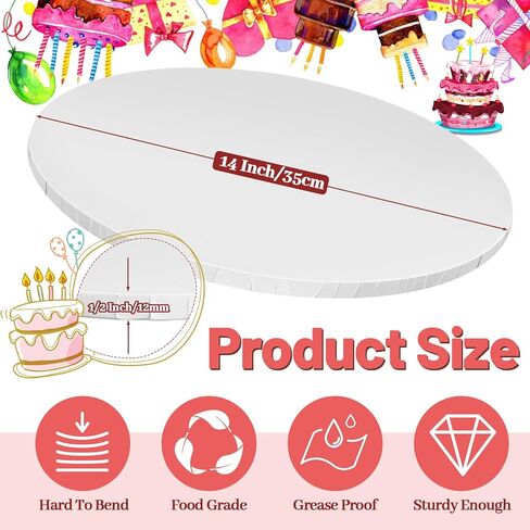14 Inch Round Cake Drums - 4 Pack 14inch Cake Boards, 1/2 Inch Sturdy Cake Base Board with Corrugated Edges for Birthday Wedding Party Baking Display in Kuwait