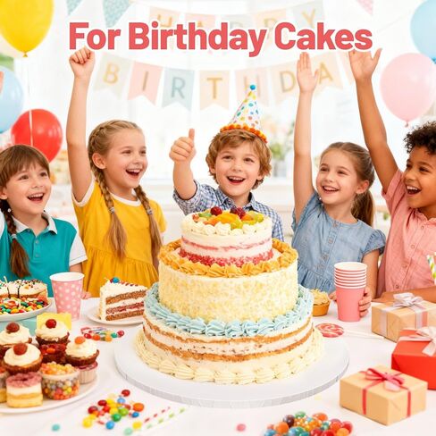 14 Inch Round Cake Drums - 4 Pack 14inch Cake Boards, 1/2 Inch Sturdy Cake Base Board with Corrugated Edges for Birthday Wedding Party Baking Display in Kuwait