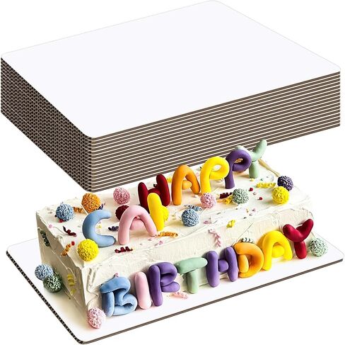 18 Pcs 13.75 x 9.75 Cake Board Rectangle, White Cake Boards Sturdy Cake Cardboard for Rectangle Cream Cake, Cupcakes, Pizza, Dessert, Wedding & Birthday Party in Kuwait