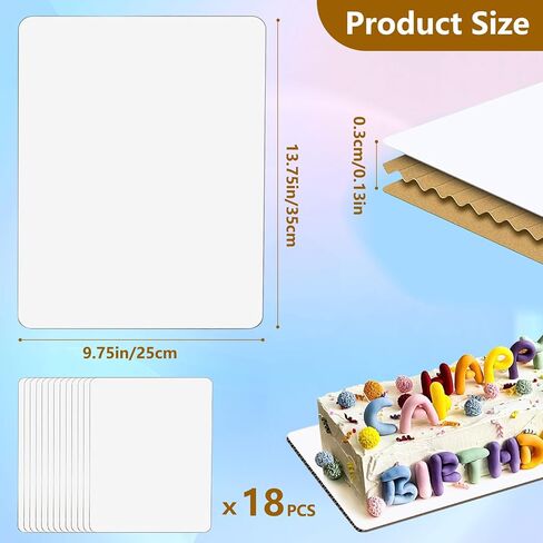 18 Pcs 13.75 x 9.75 Cake Board Rectangle, White Cake Boards Sturdy Cake Cardboard for Rectangle Cream Cake, Cupcakes, Pizza, Dessert, Wedding & Birthday Party in Kuwait