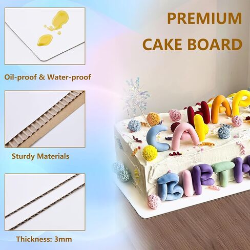18 Pcs 13.75 x 9.75 Cake Board Rectangle, White Cake Boards Sturdy Cake Cardboard for Rectangle Cream Cake, Cupcakes, Pizza, Dessert, Wedding & Birthday Party in Kuwait