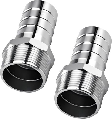 2PCS Stainless Steel 1-1/4" to 1-1/4" NPT Male Threaded Hose Barb Fittings, 1-1/4in to 1-1/4in NPT Hose Barb Connectors for Water Air Gas Pipes in Kuwait