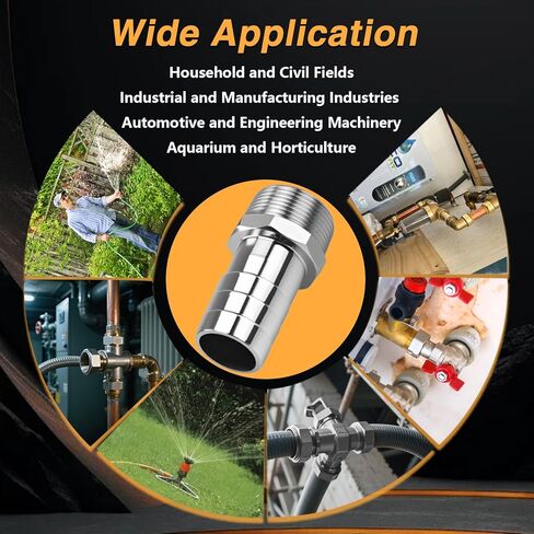 2PCS Stainless Steel 1-1/4" to 1-1/4" NPT Male Threaded Hose Barb Fittings, 1-1/4in to 1-1/4in NPT Hose Barb Connectors for Water Air Gas Pipes in Kuwait